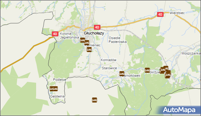 mapa Konradów gmina Głuchołazy, Konradów gmina Głuchołazy na mapie Targeo