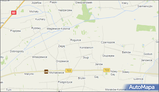 mapa Konstancin gmina Góra Świętej Małgorzaty, Konstancin gmina Góra Świętej Małgorzaty na mapie Targeo