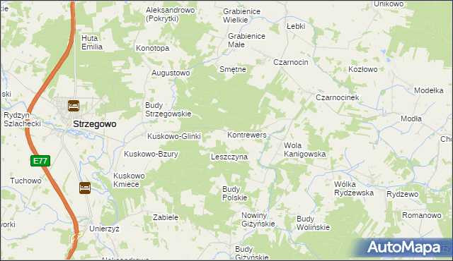 mapa Kontrewers gmina Strzegowo, Kontrewers gmina Strzegowo na mapie Targeo