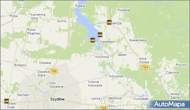 mapa Korytnica gmina Szydłów, Korytnica gmina Szydłów na mapie Targeo