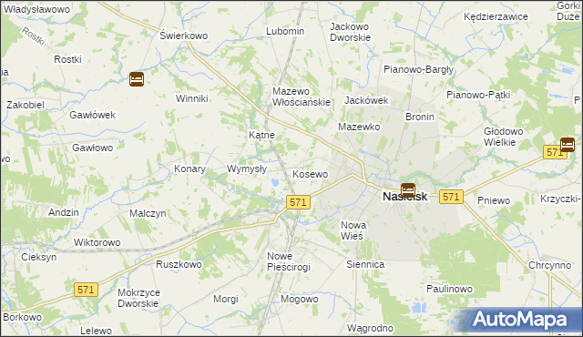 mapa Kosewo gmina Nasielsk, Kosewo gmina Nasielsk na mapie Targeo