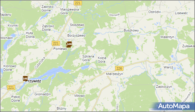 mapa Kozia Góra gmina Przywidz, Kozia Góra gmina Przywidz na mapie Targeo