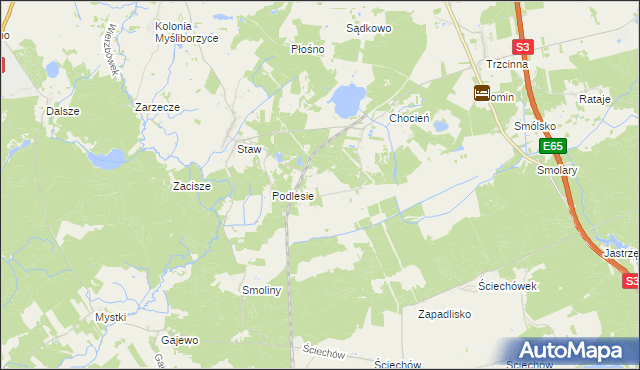 mapa Kozin gmina Lubiszyn, Kozin gmina Lubiszyn na mapie Targeo