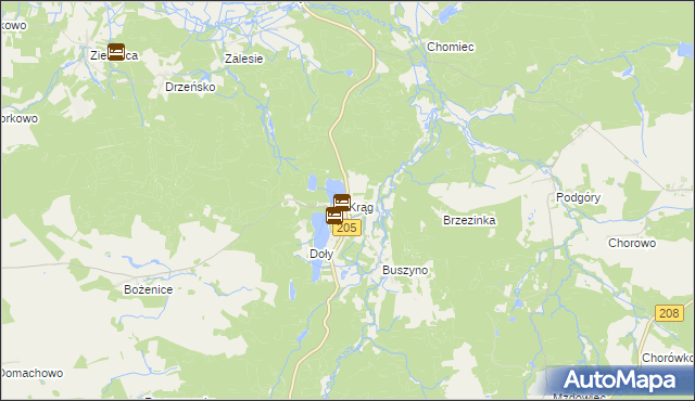 mapa Krąg gmina Polanów, Krąg gmina Polanów na mapie Targeo