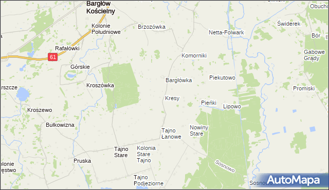 mapa Kresy gmina Bargłów Kościelny, Kresy gmina Bargłów Kościelny na mapie Targeo
