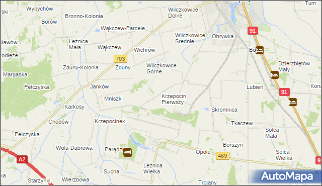 mapa Krzepocin Pierwszy, Krzepocin Pierwszy na mapie Targeo
