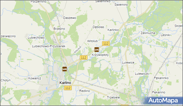 mapa Krzywopłoty gmina Karlino, Krzywopłoty gmina Karlino na mapie Targeo