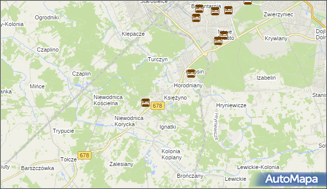 mapa Księżyno, Księżyno na mapie Targeo