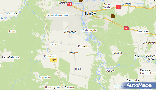 mapa Kurnędz, Kurnędz na mapie Targeo