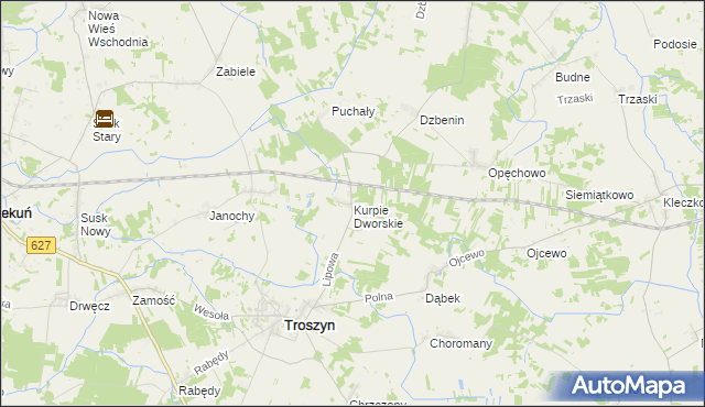 mapa Kurpie Dworskie, Kurpie Dworskie na mapie Targeo