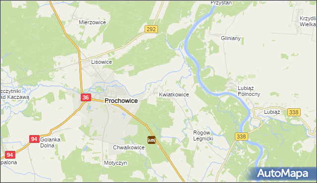 mapa Kwiatkowice gmina Prochowice, Kwiatkowice gmina Prochowice na mapie Targeo