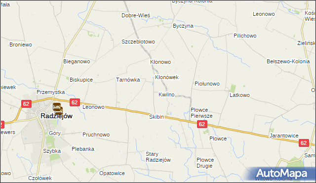 mapa Kwilno gmina Radziejów, Kwilno gmina Radziejów na mapie Targeo