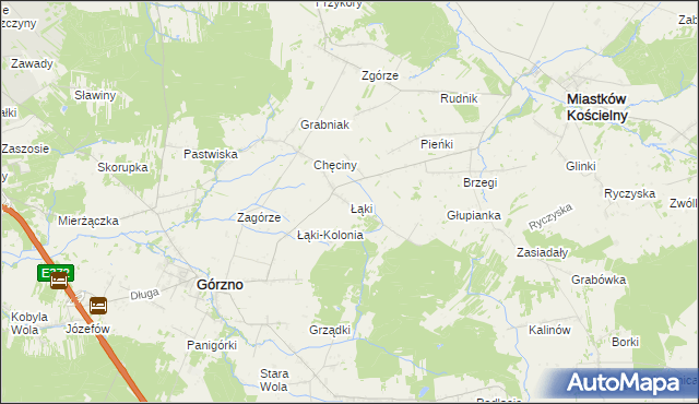 mapa Łąki gmina Górzno, Łąki gmina Górzno na mapie Targeo