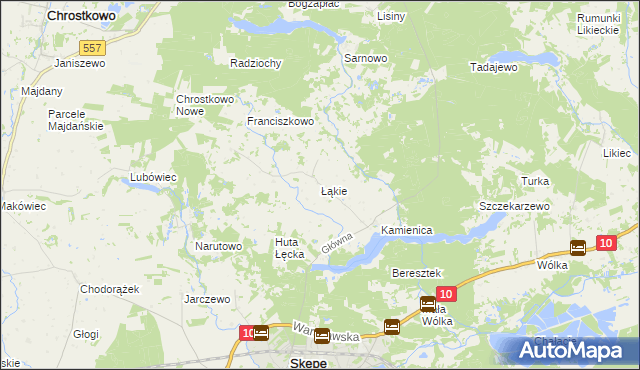 mapa Łąkie gmina Skępe, Łąkie gmina Skępe na mapie Targeo