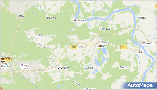 mapa Łaz gmina Zabór, Łaz gmina Zabór na mapie Targeo