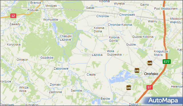 mapa Łaziska gmina Orońsko, Łaziska gmina Orońsko na mapie Targeo