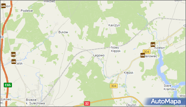 mapa Łęgowo gmina Sulechów, Łęgowo gmina Sulechów na mapie Targeo