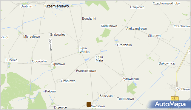 mapa Łęka Mała gmina Poniec, Łęka Mała gmina Poniec na mapie Targeo