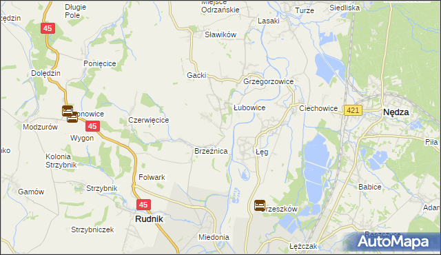 mapa Ligota Książęca gmina Rudnik, Ligota Książęca gmina Rudnik na mapie Targeo