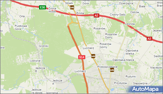 mapa Lućmierz-Ośrodek, Lućmierz-Ośrodek na mapie Targeo