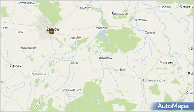 mapa Ludwinów gmina Żerków, Ludwinów gmina Żerków na mapie Targeo