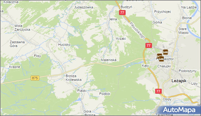 mapa Maleniska gmina Leżajsk, Maleniska gmina Leżajsk na mapie Targeo