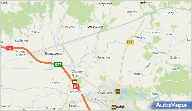 mapa Marianka gmina Pasłęk, Marianka gmina Pasłęk na mapie Targeo