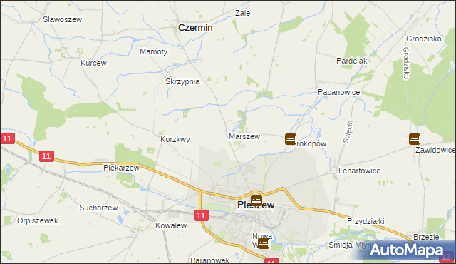 mapa Marszew gmina Pleszew, Marszew gmina Pleszew na mapie Targeo