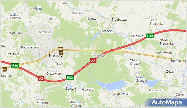 mapa Marysin gmina Kałuszyn, Marysin gmina Kałuszyn na mapie Targeo