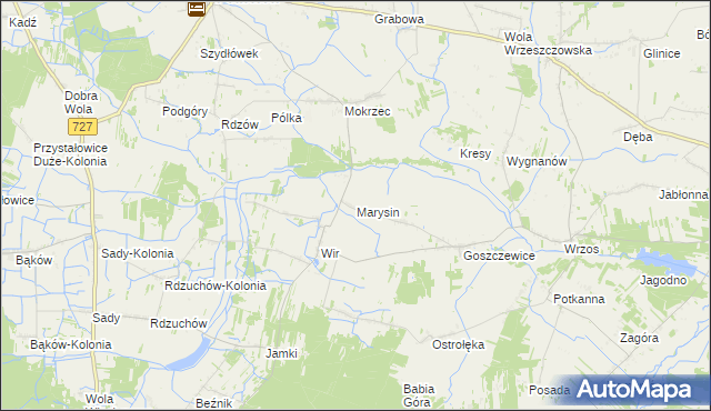 mapa Marysin gmina Potworów, Marysin gmina Potworów na mapie Targeo