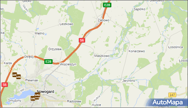 mapa Maszkowo gmina Nowogard, Maszkowo gmina Nowogard na mapie Targeo