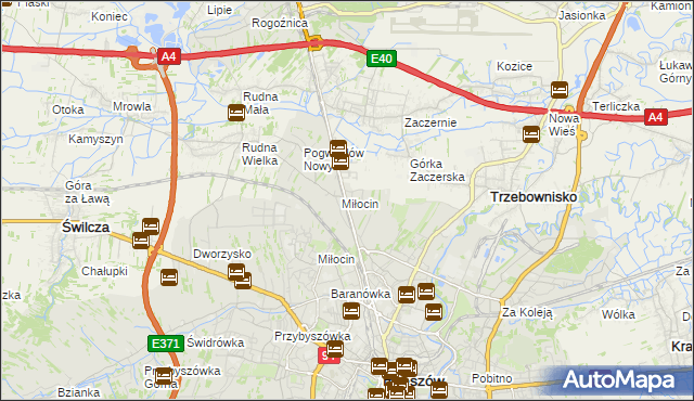 mapa Miłocin gmina Głogów Małopolski, Miłocin gmina Głogów Małopolski na mapie Targeo