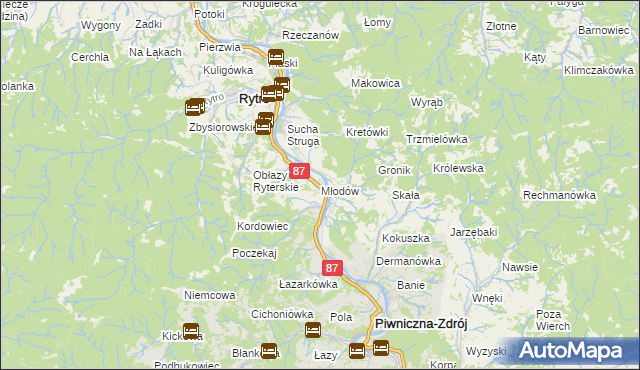 mapa Młodów gmina Piwniczna-Zdrój, Młodów gmina Piwniczna-Zdrój na mapie Targeo