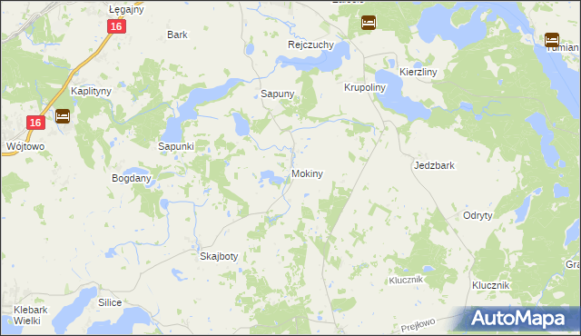mapa Mokiny, Mokiny na mapie Targeo