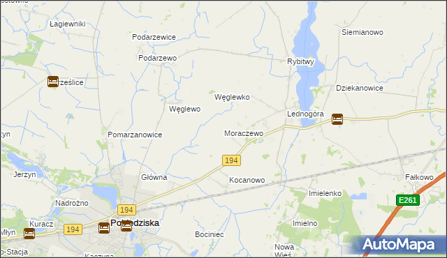 mapa Moraczewo gmina Łubowo, Moraczewo gmina Łubowo na mapie Targeo