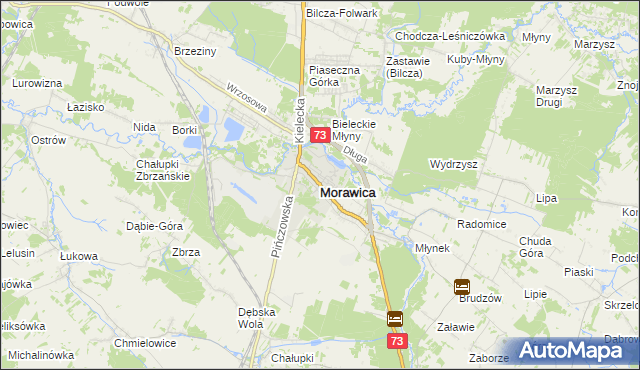mapa Morawica powiat kielecki, Morawica powiat kielecki na mapie Targeo