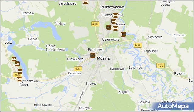 mapa Mosina powiat poznański, Mosina powiat poznański na mapie Targeo