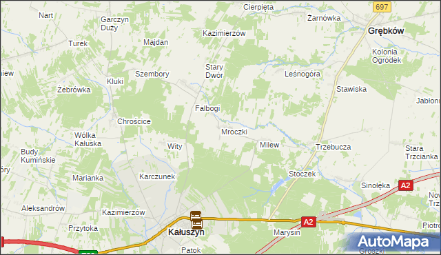 mapa Mroczki gmina Kałuszyn, Mroczki gmina Kałuszyn na mapie Targeo