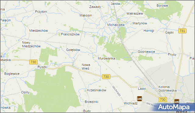 mapa Murowanka gmina Warka, Murowanka gmina Warka na mapie Targeo