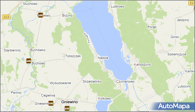 mapa Nadole gmina Gniewino, Nadole gmina Gniewino na mapie Targeo