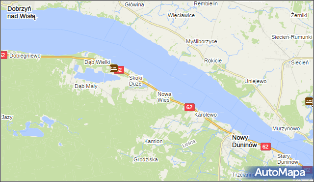 mapa Nowa Wieś gmina Nowy Duninów, Nowa Wieś gmina Nowy Duninów na mapie Targeo
