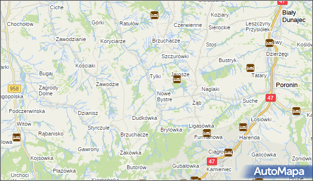 mapa Nowe Bystre, Nowe Bystre na mapie Targeo