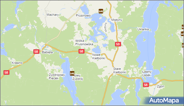 mapa Nowe Kiełbonki, Nowe Kiełbonki na mapie Targeo