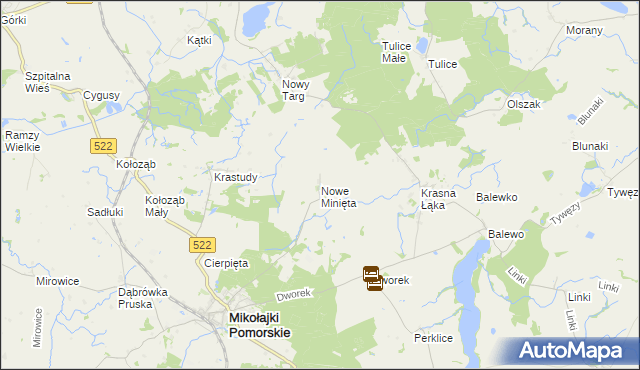 mapa Nowe Minięta, Nowe Minięta na mapie Targeo