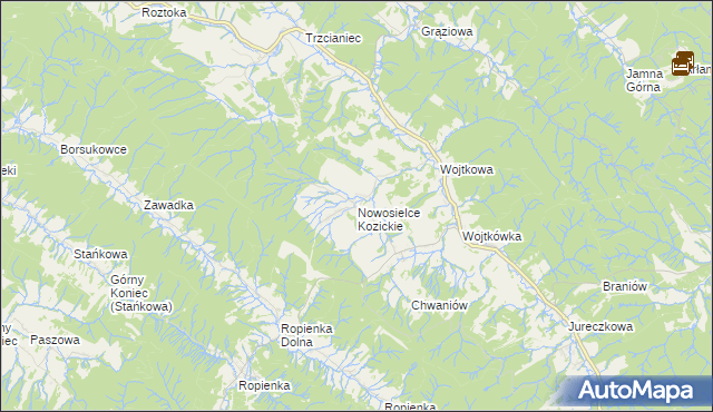 mapa Nowosielce Kozickie, Nowosielce Kozickie na mapie Targeo
