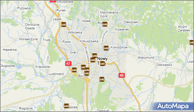 mapa Nowego Targu, Nowy Targ na mapie Targeo