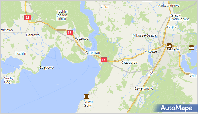 mapa Okartowo-Przystanek, Okartowo-Przystanek na mapie Targeo