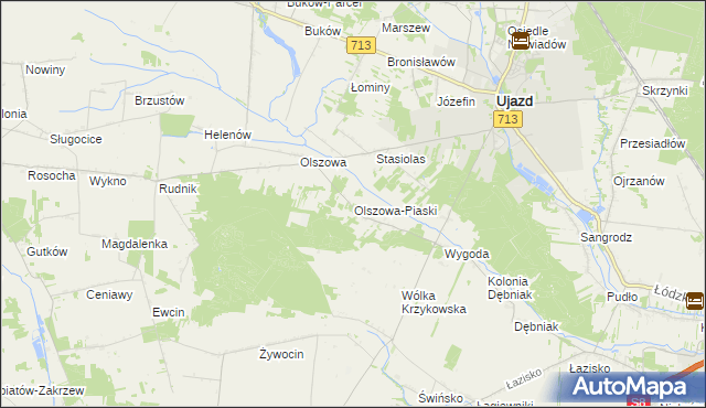 mapa Olszowa-Piaski, Olszowa-Piaski na mapie Targeo