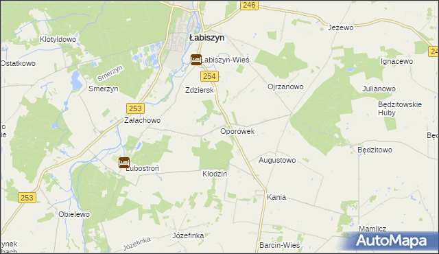 mapa Oporówek gmina Łabiszyn, Oporówek gmina Łabiszyn na mapie Targeo