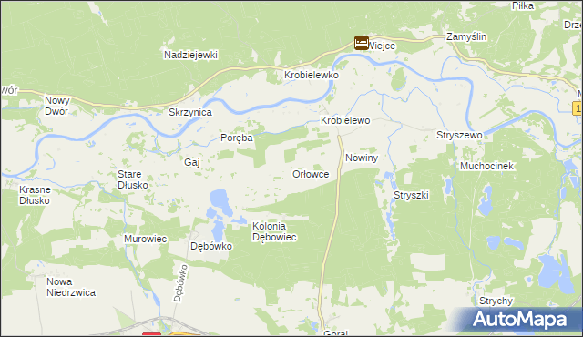 mapa Orłowce gmina Przytoczna, Orłowce gmina Przytoczna na mapie Targeo
